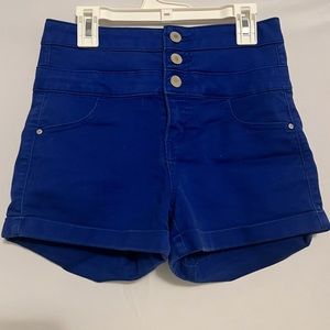 Bright Cobalt Blue High-Waisted Shorts